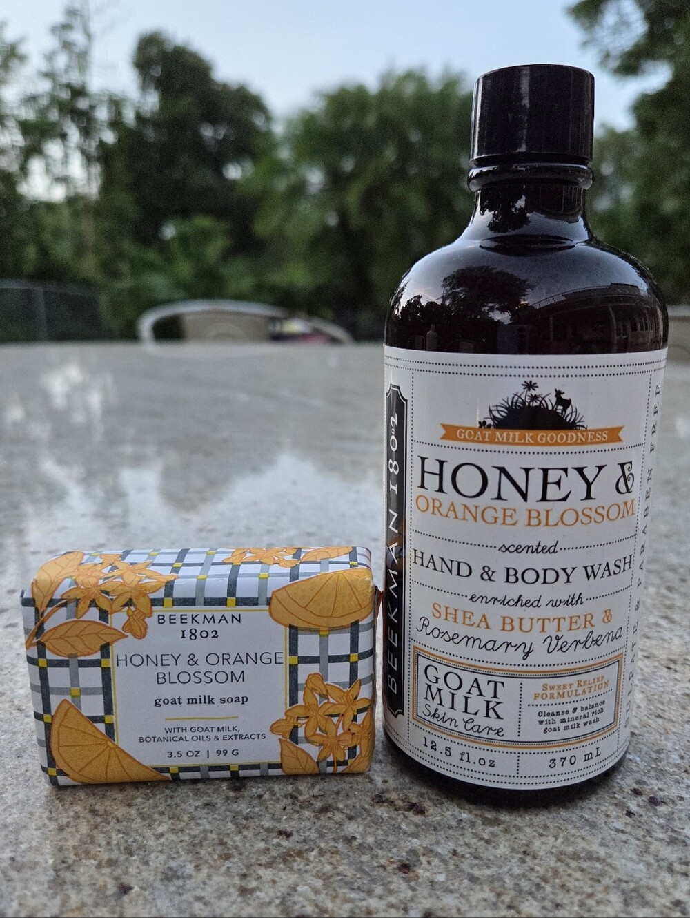 Beekman 1802 Honey & Orange Blossom bath and body duo featuring a fresh